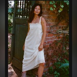 Aerie Cream Embroidered Dress